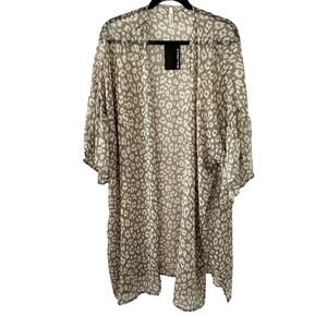 MITTOSHOP NWT Green/Cream Women's Animal Print Duster/Kimono Style J3177PL